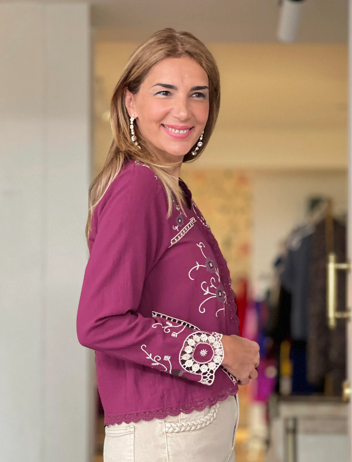 Camisa artesana burdeos