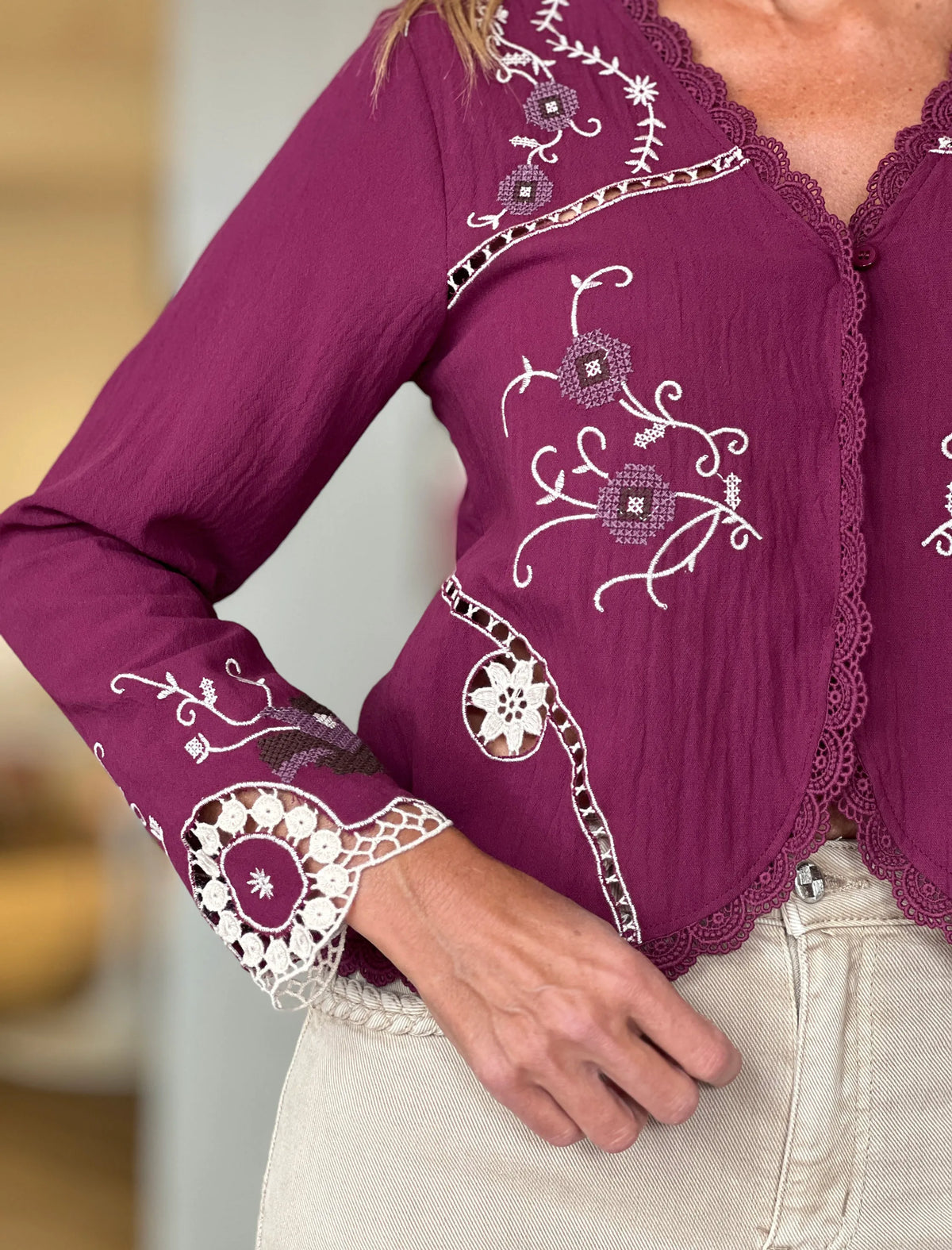 Camisa artesana burdeos