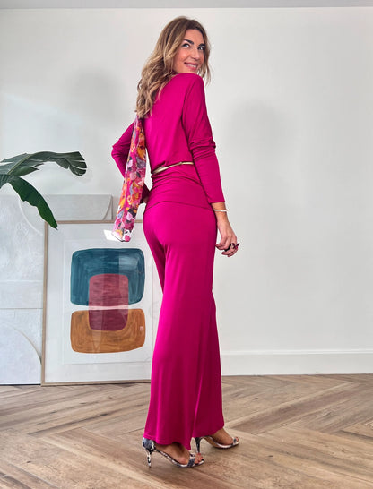 Pantalón soft de viscosa buganvilla