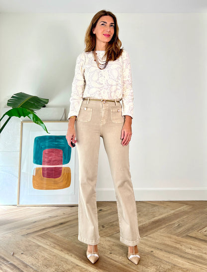 Jeans botones chic arena
