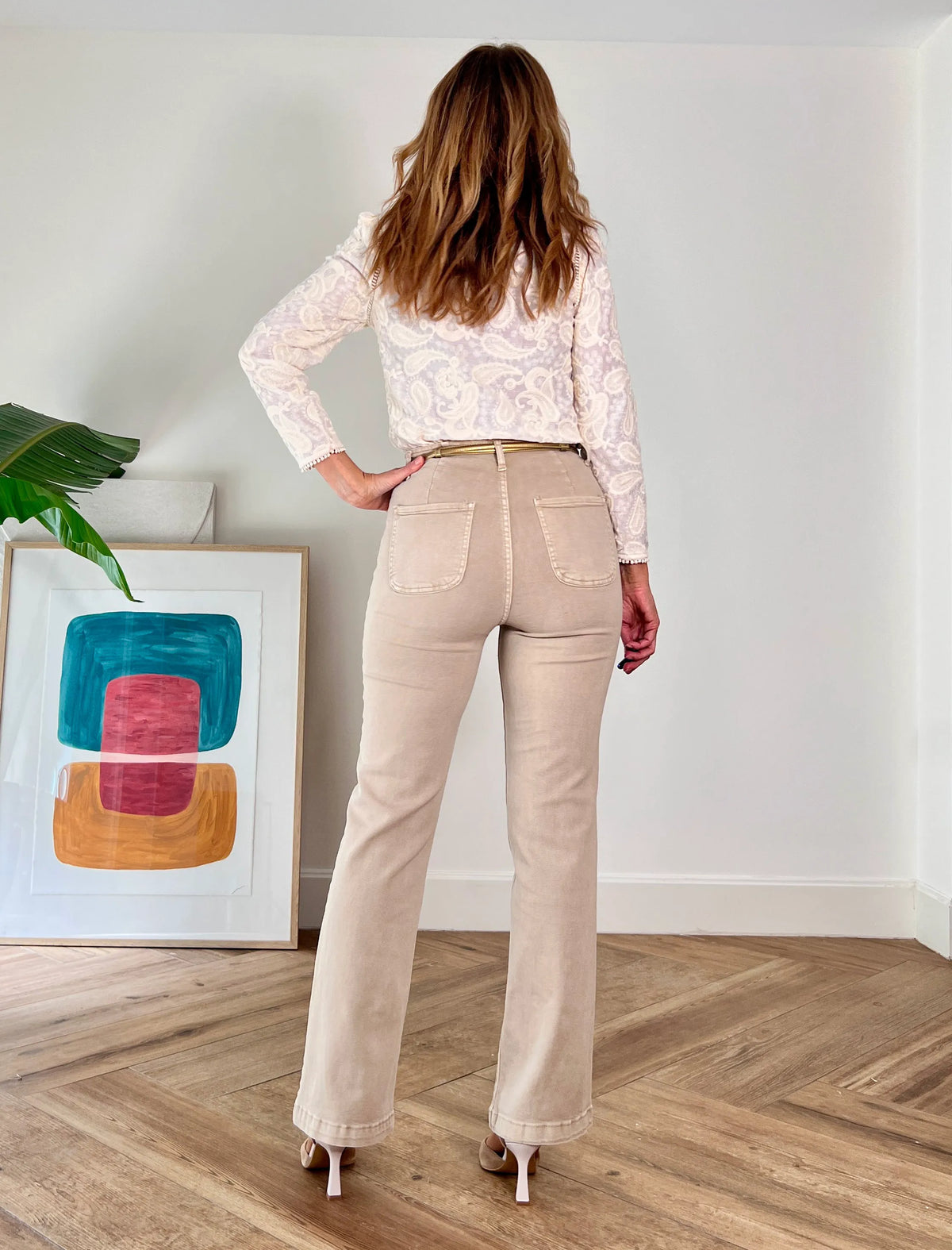 Jeans botones chic arena
