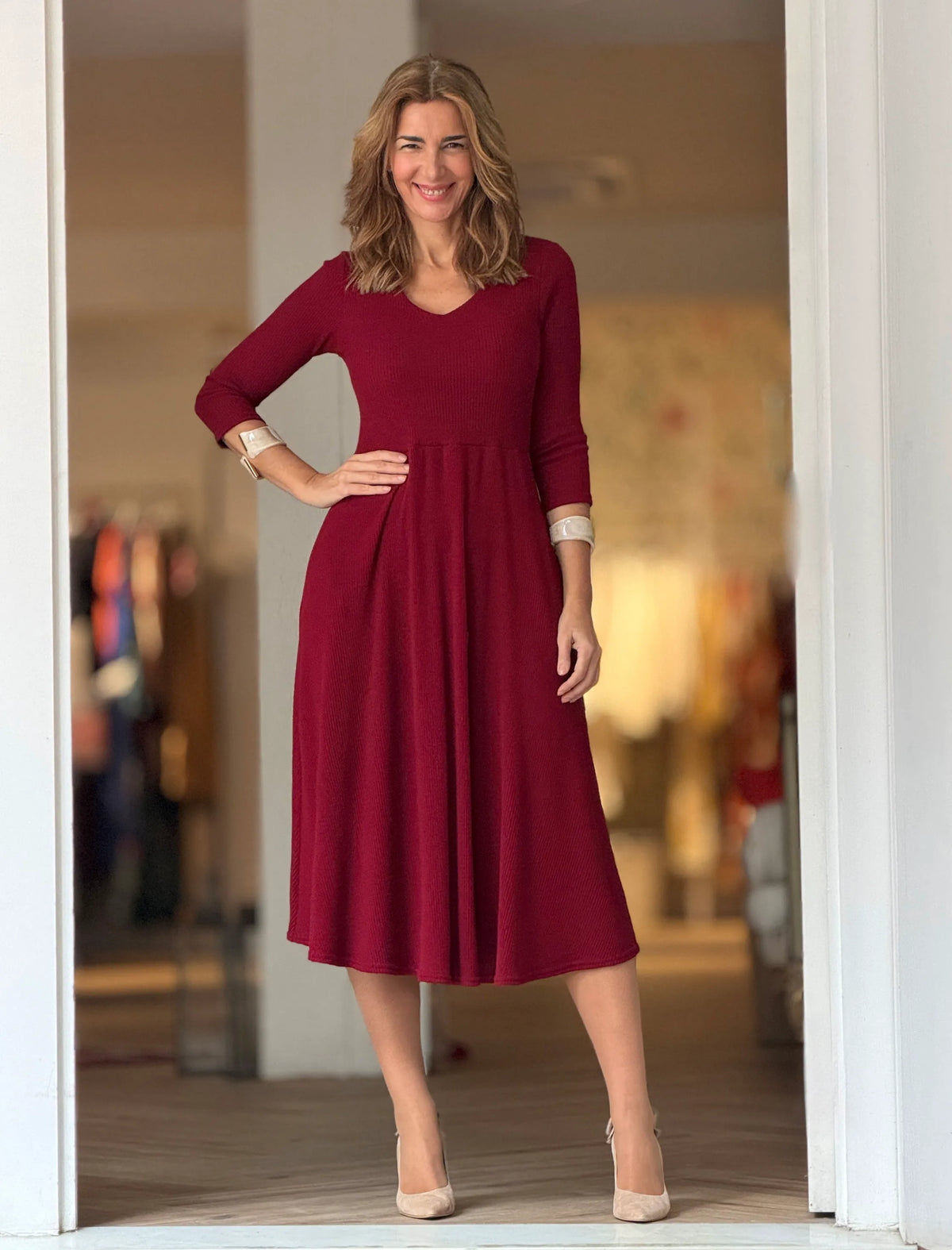 Vestido fondo de armario suave burdeos