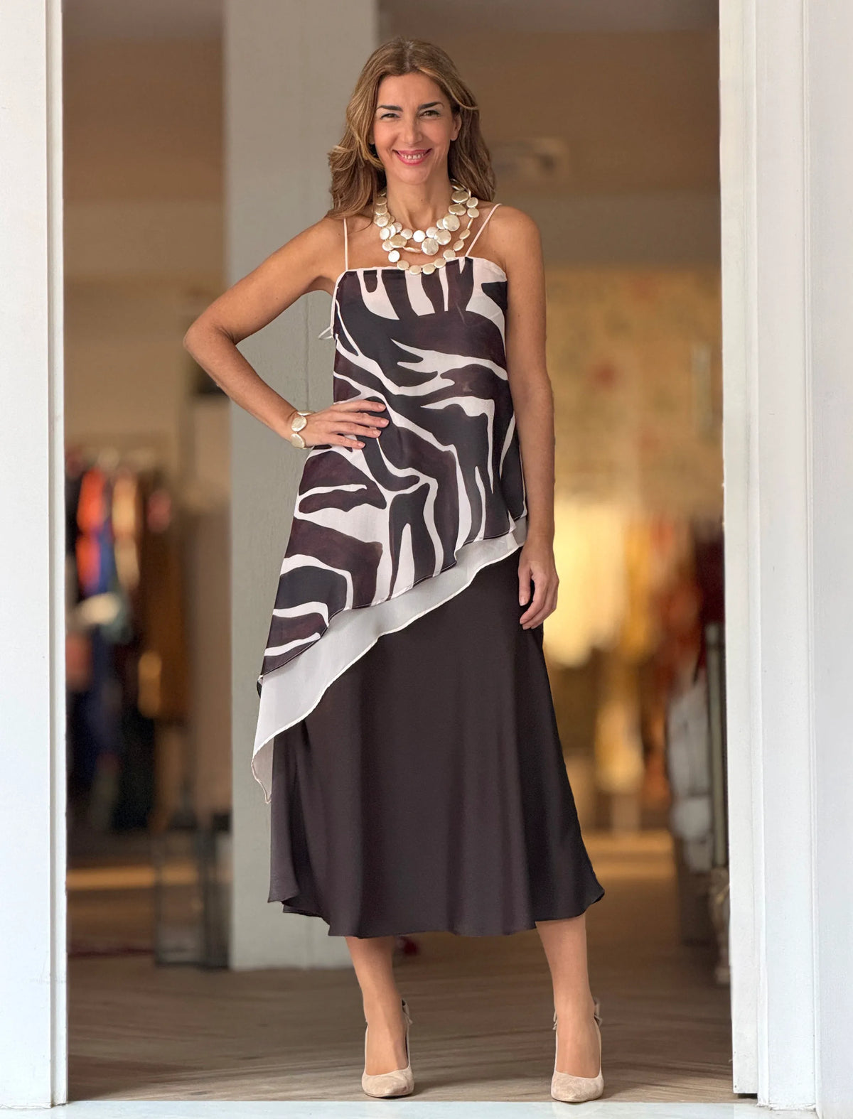 Top tirantes animal print