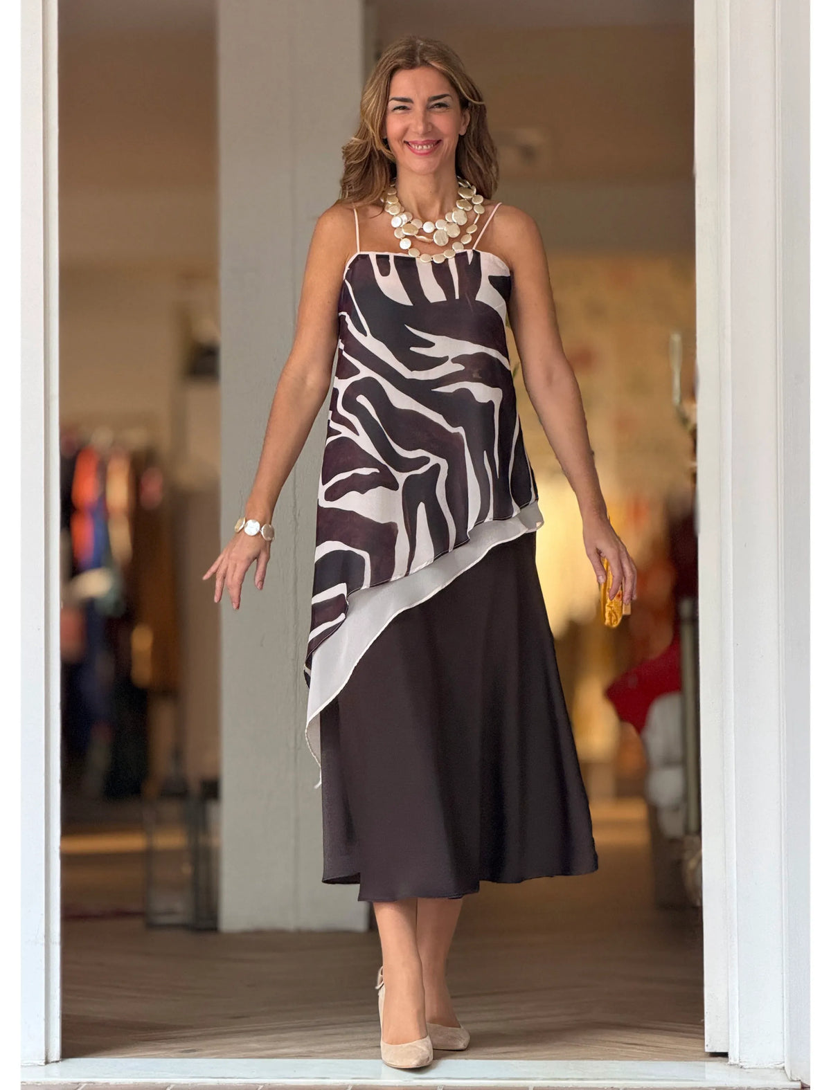 Top tirantes animal print