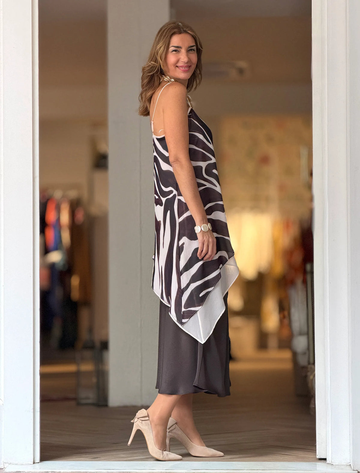 Top tirantes animal print