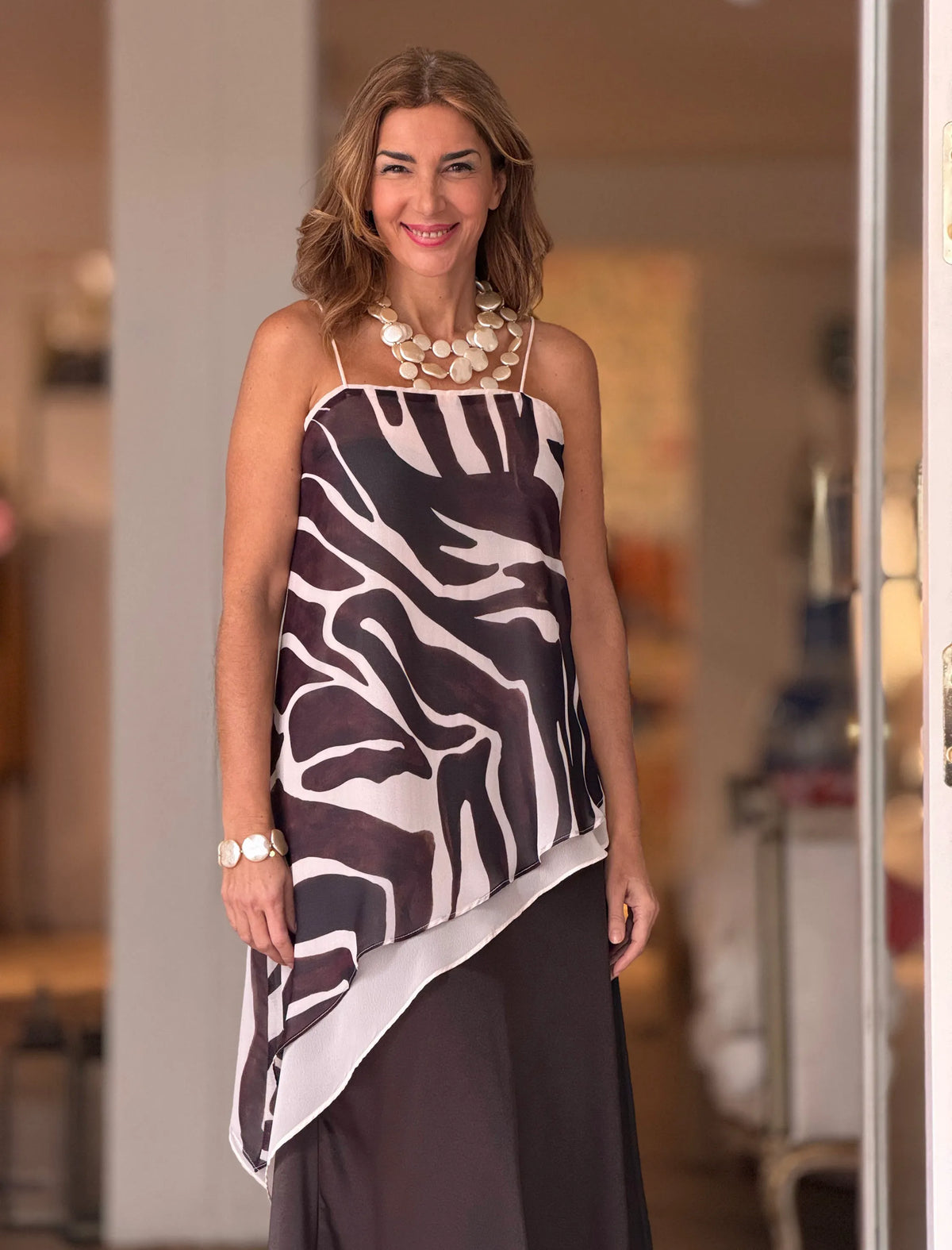 Top tirantes animal print