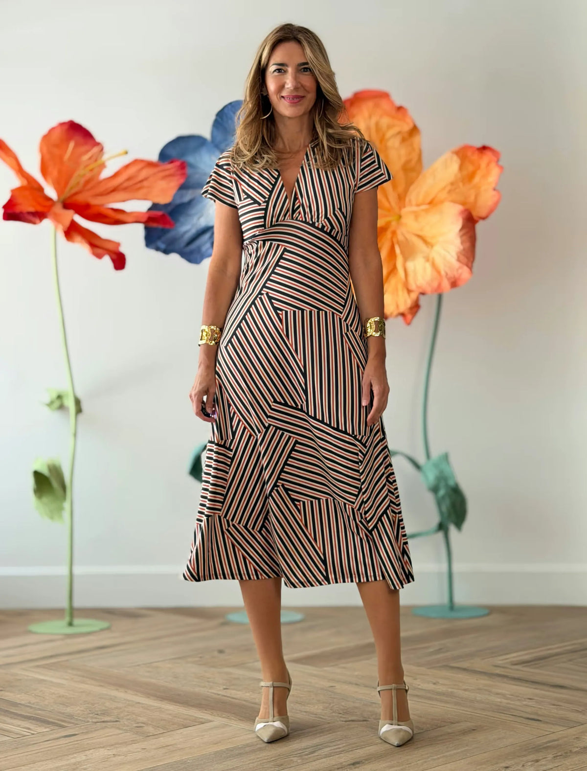 Vestido ideal midi rayas muy chic