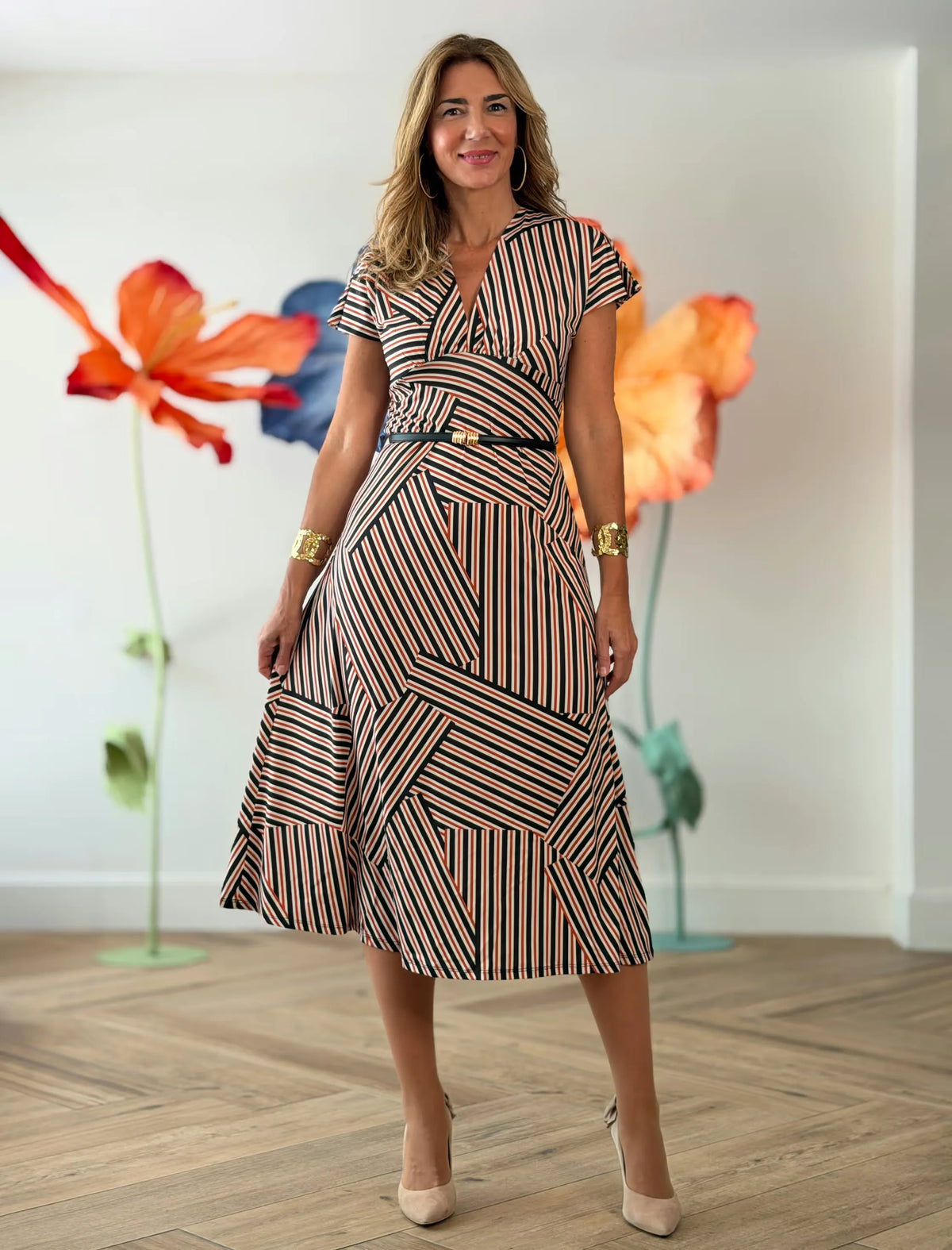 Vestido ideal midi rayas muy chic