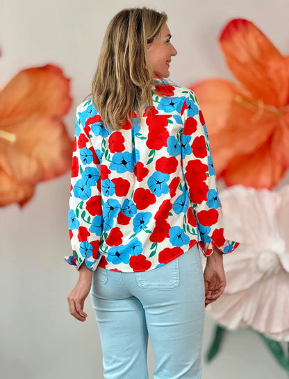 Camisa estampada floral de algodón