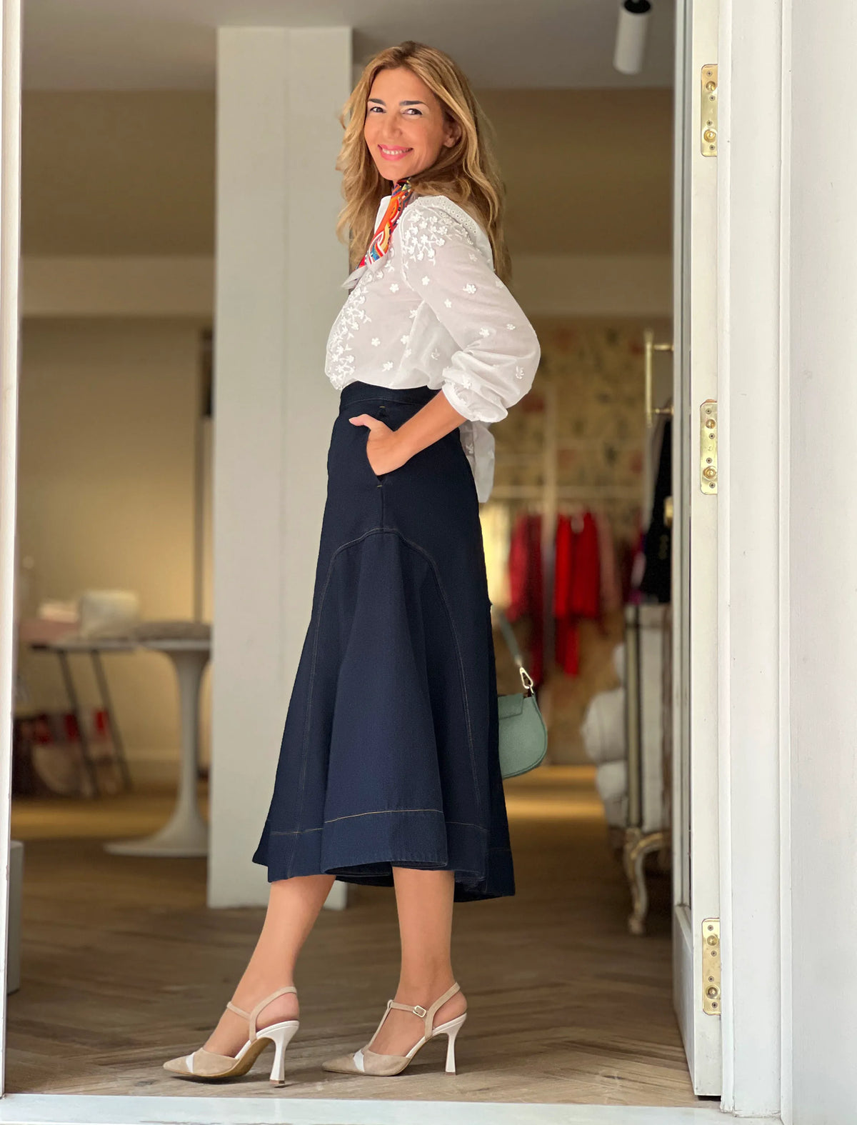 Falda denim couture