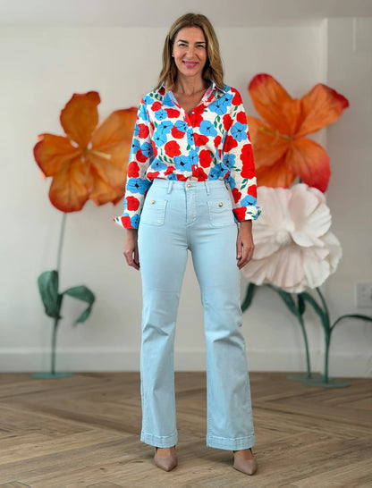 Camisa estampada floral de algodón