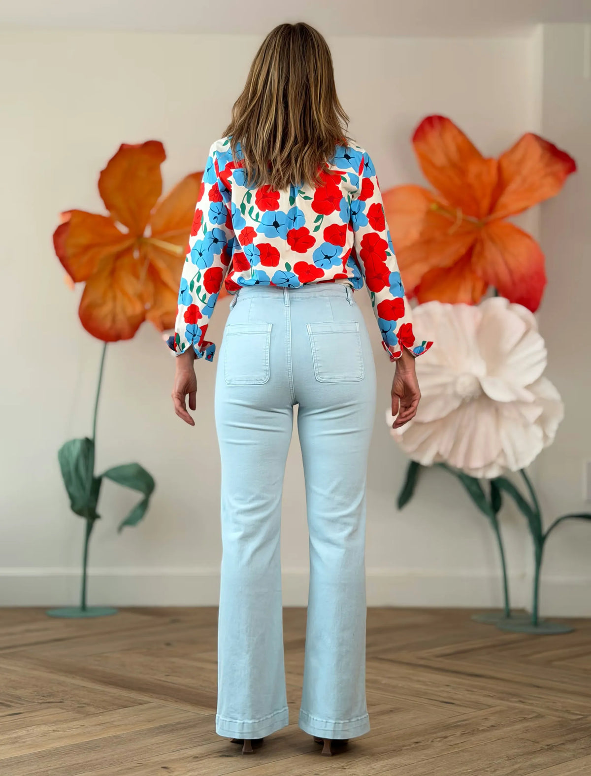 Camisa estampada floral de algodón