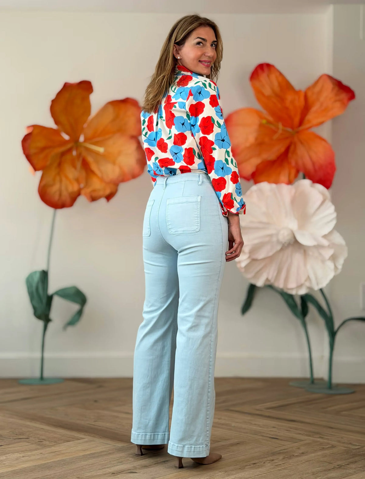 Camisa estampada floral de algodón