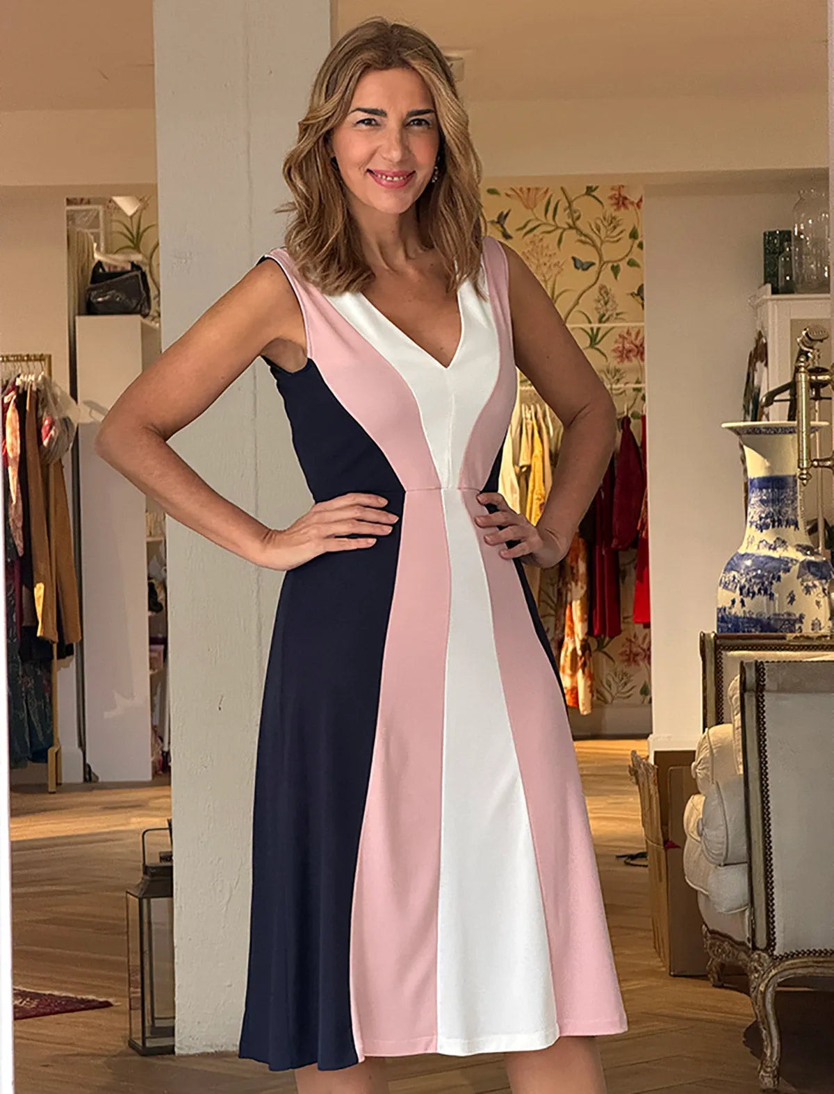 Vestido ideal midi rayas muy chic