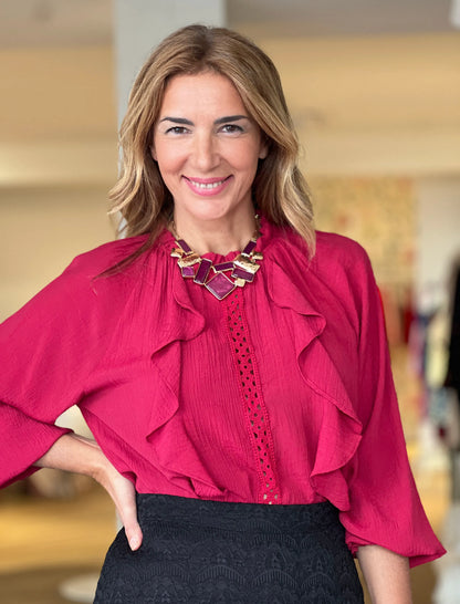 Camisa boho burdeos