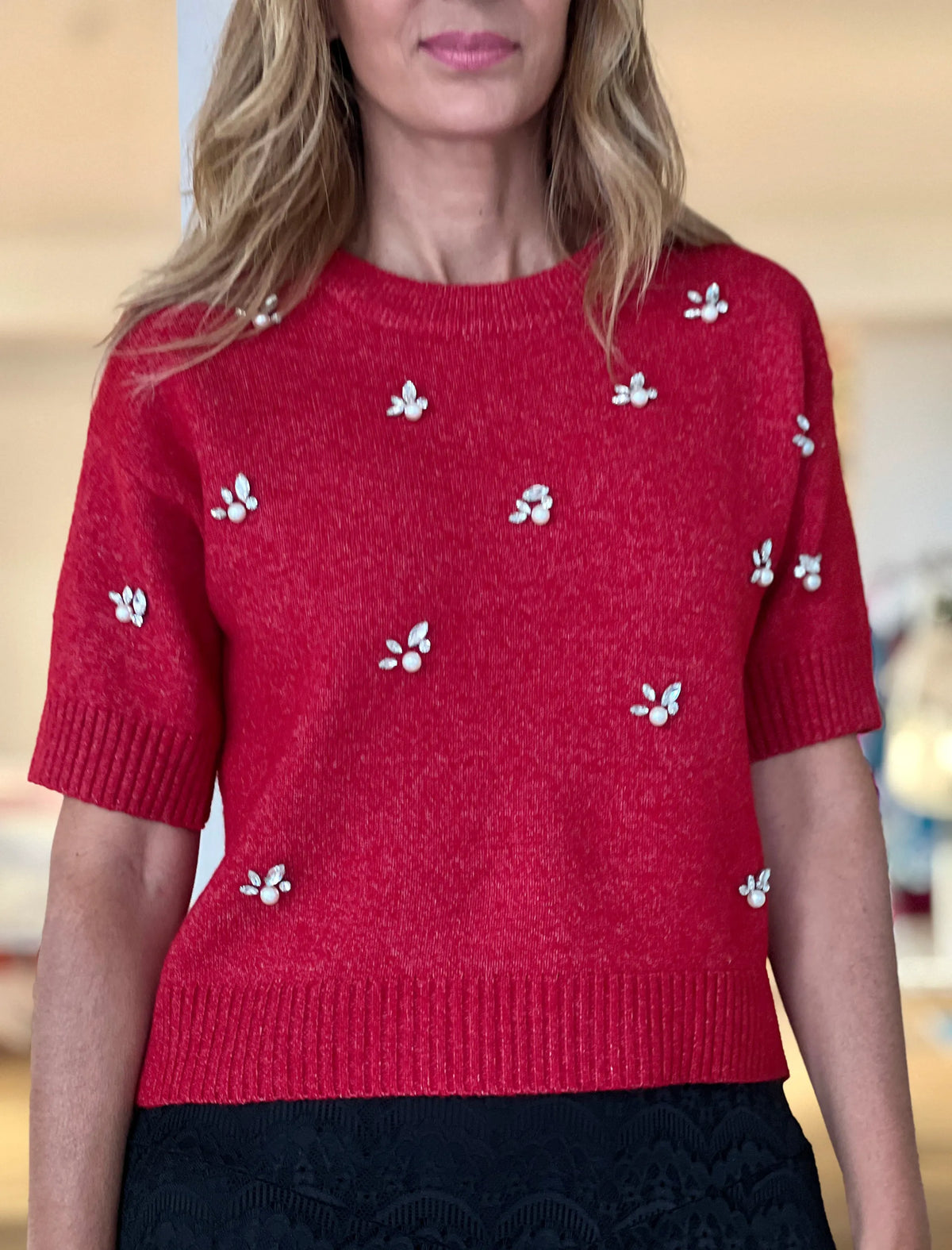 Jersey suave circonitas rojo