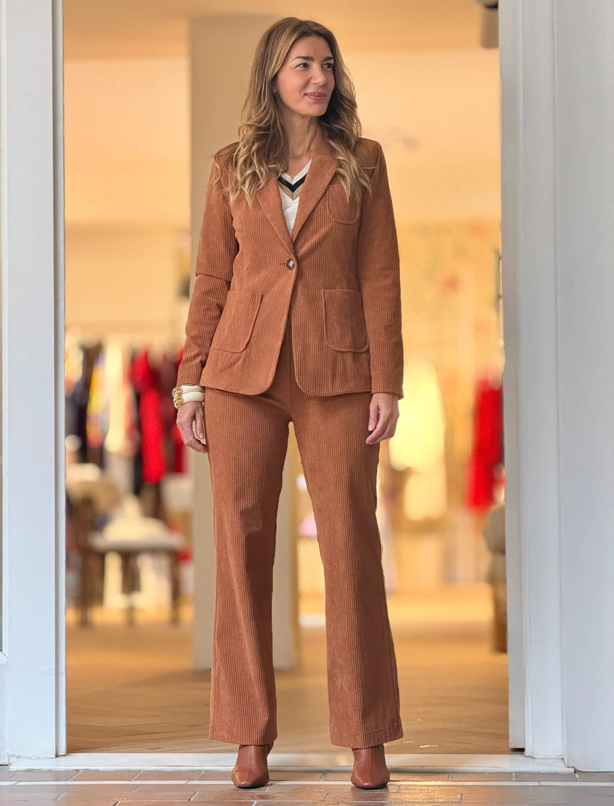 Chaqueta de pana blazer camel