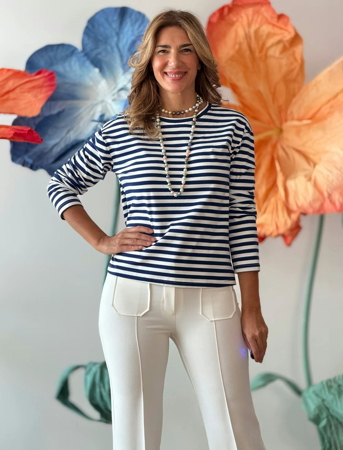 Camiseta marinera muy chic azul blanco