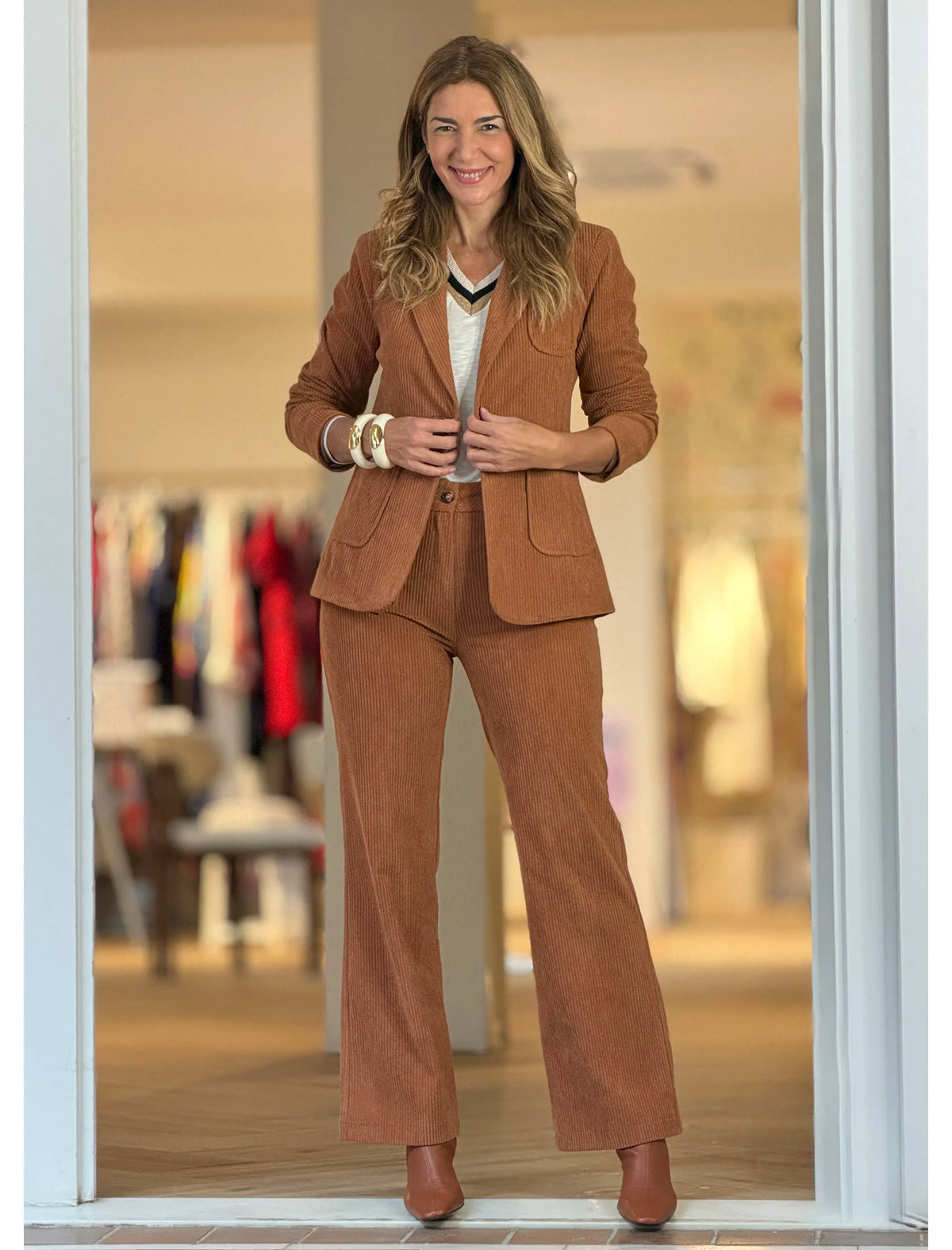 Chaqueta de pana blazer camel