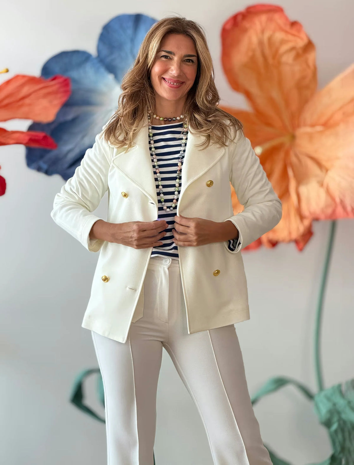 Camiseta marinera muy chic azul blanco
