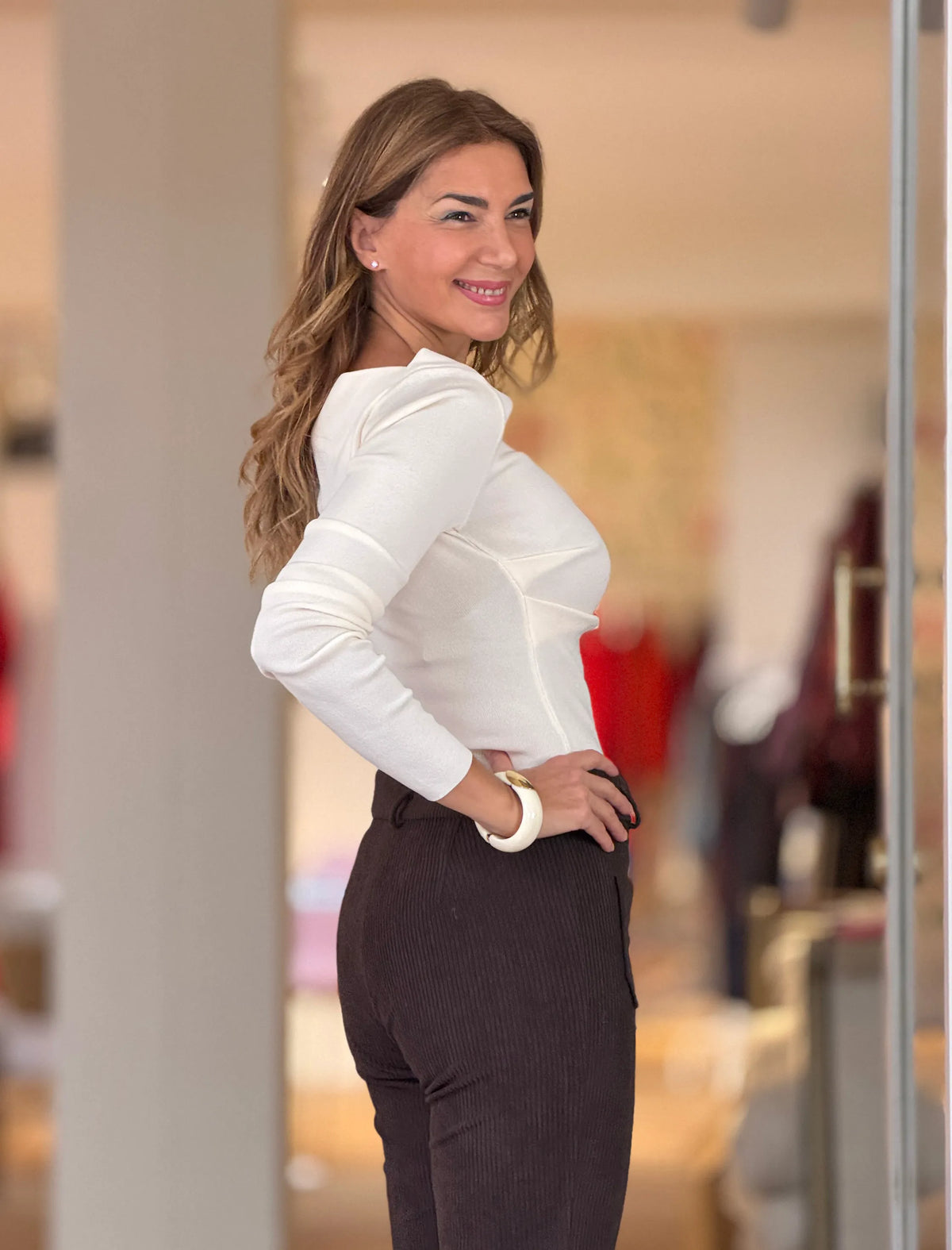 Jersey beig pliegues chic