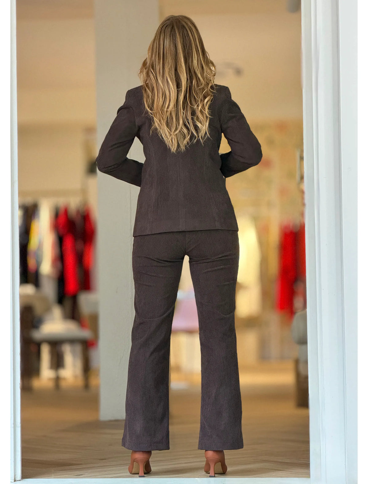 Chaqueta de pana blazer marrón chocolate
