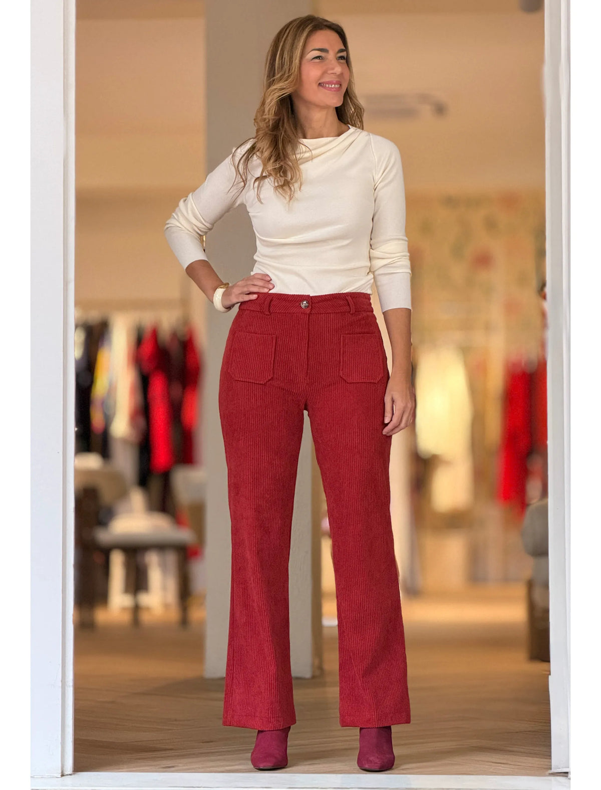 Jersey beig pliegues chic