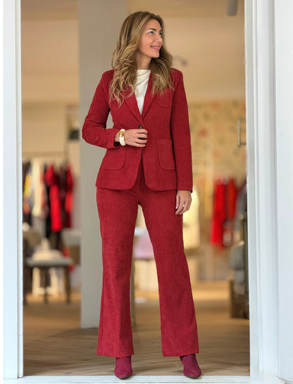 Pantalón de pana mujer ideal teja coral