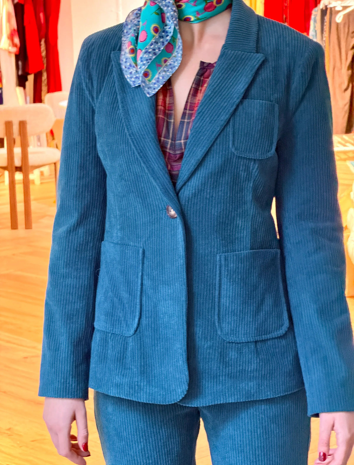 Chaqueta de pana blazer azul