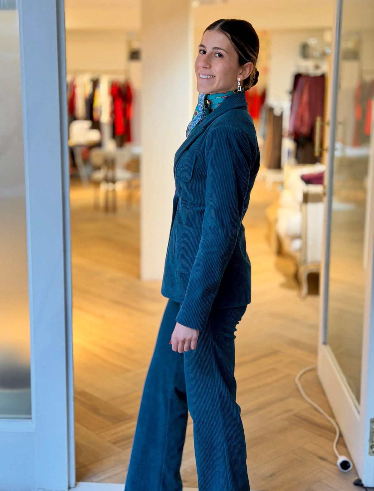 Pantalón de pana mujer ideal azul