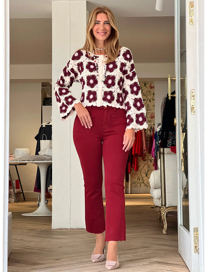 Jeans flare burgundy