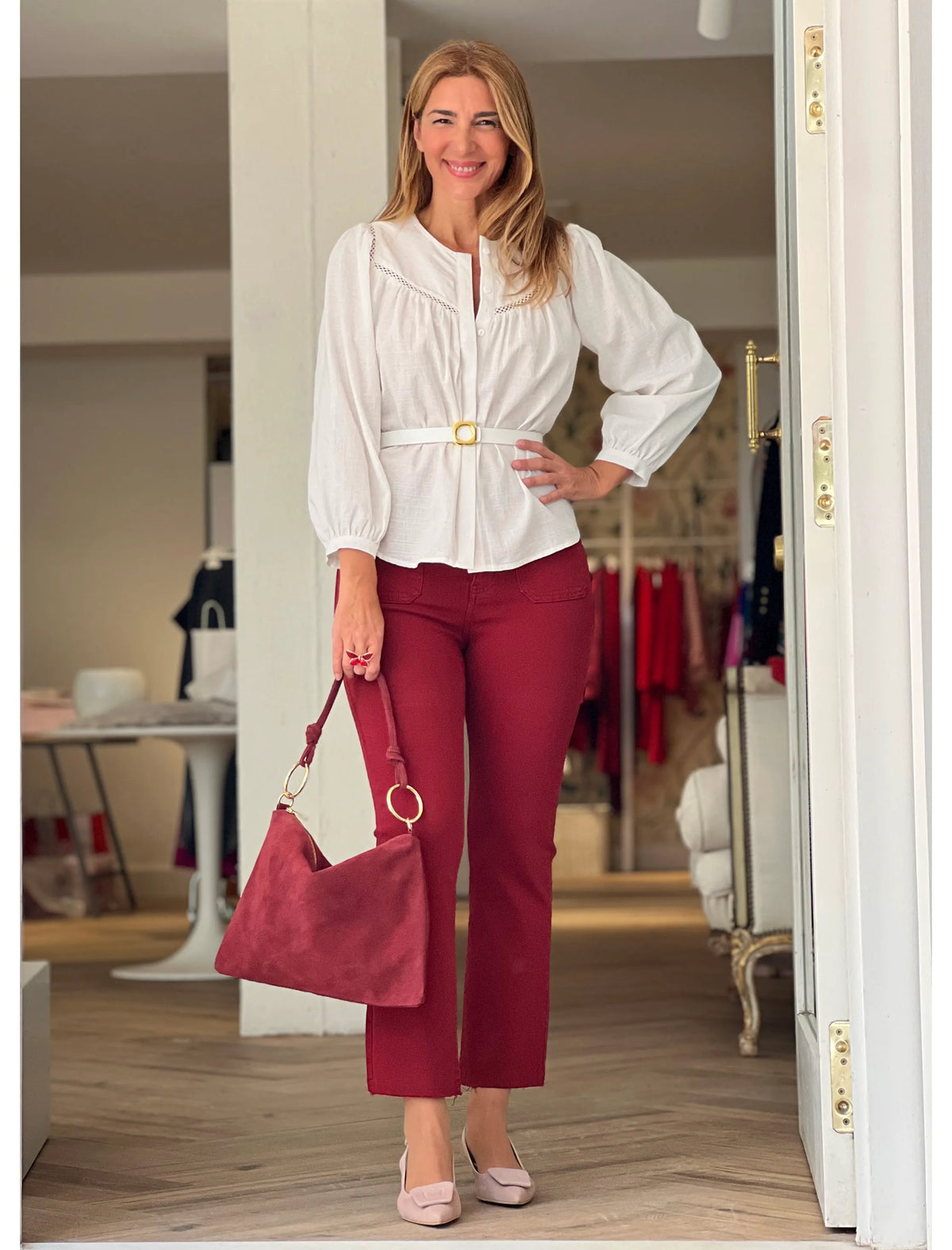 Jeans flare burgundy