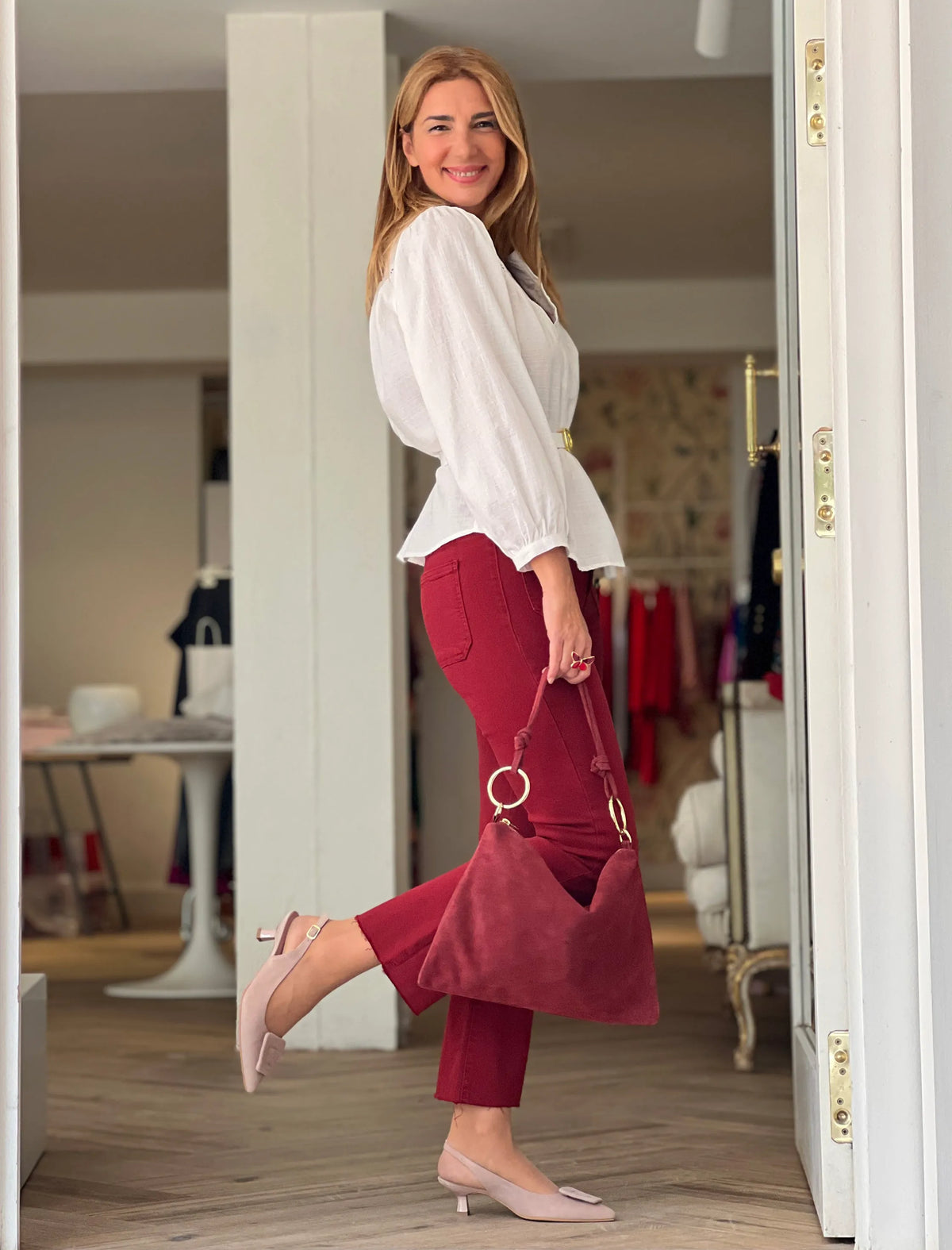 Jeans flare burgundy