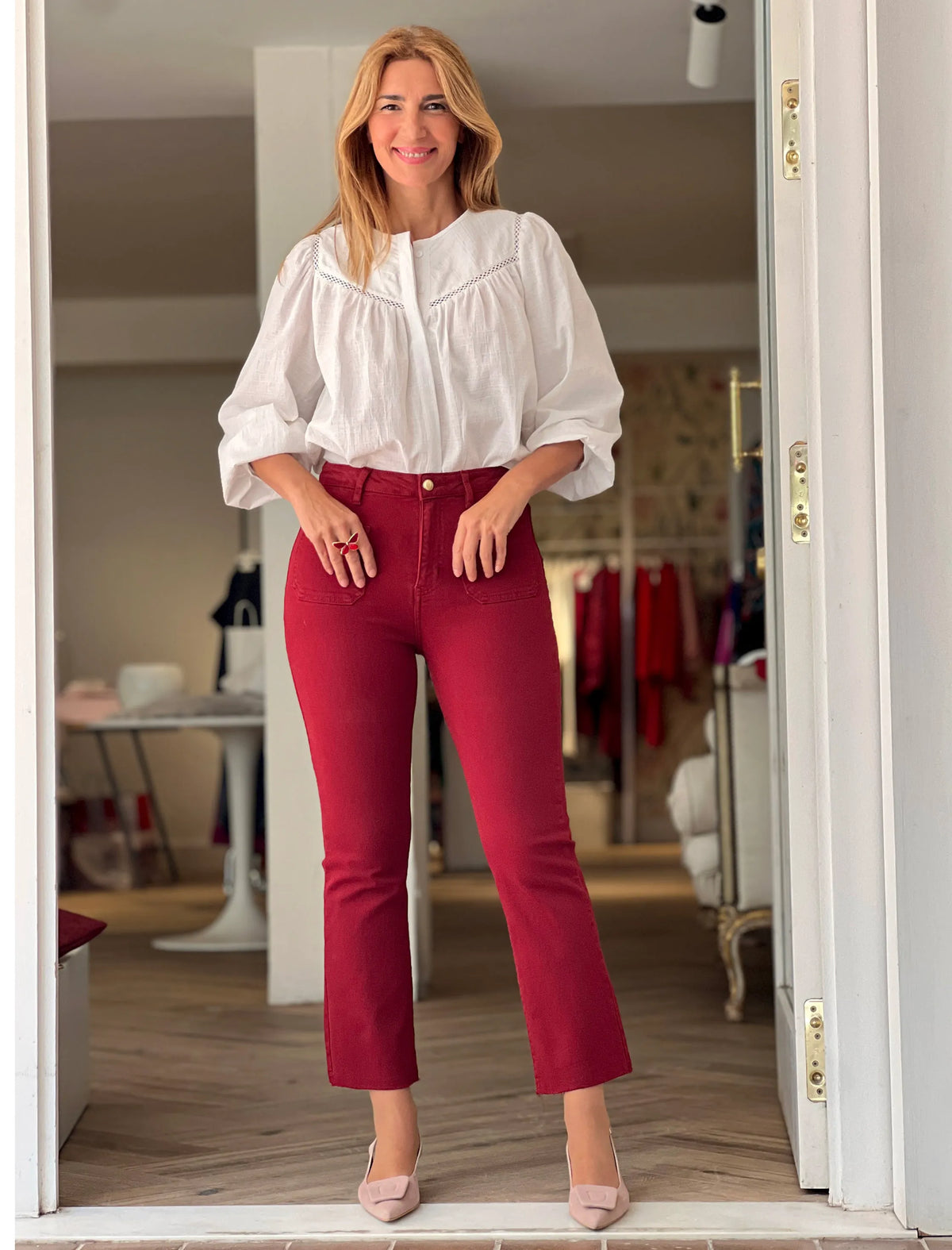 Jeans flare burgundy