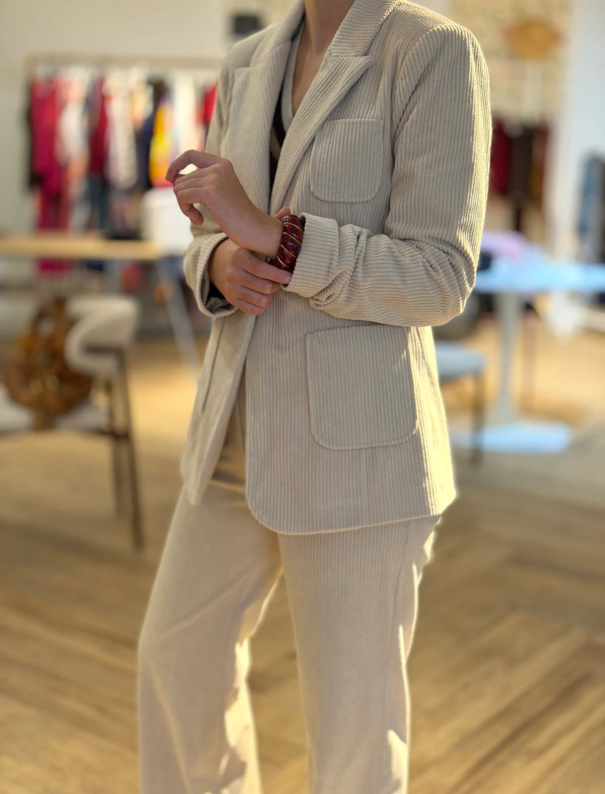 Chaqueta de pana blazer beig