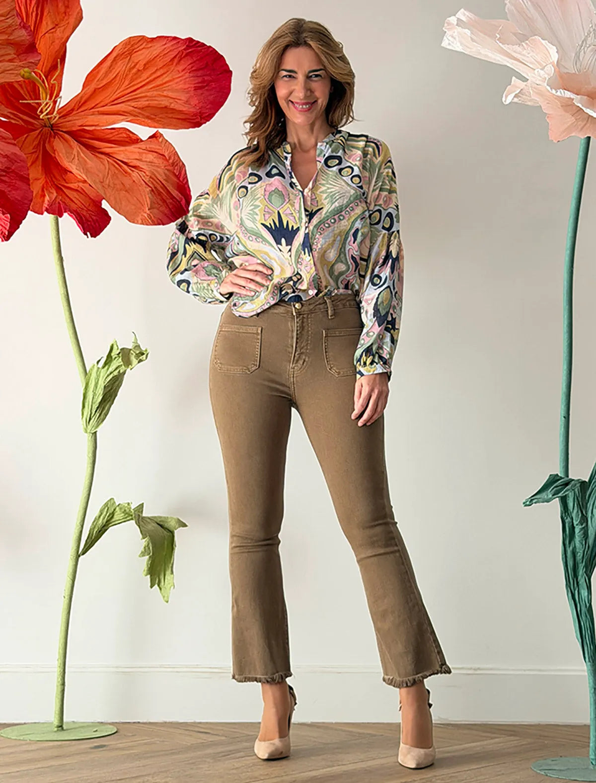 Jeans flared visón