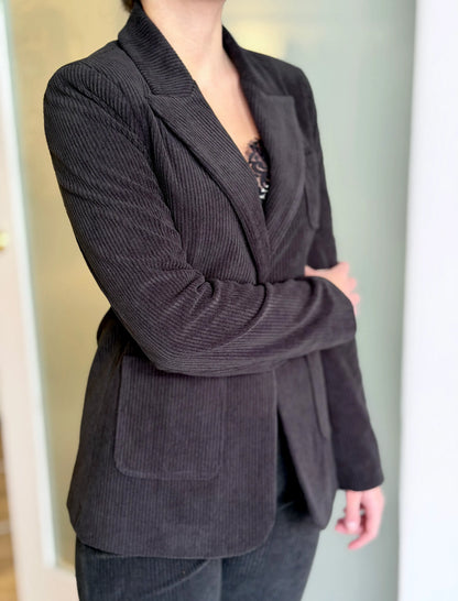 Chaqueta de pana blazer negra