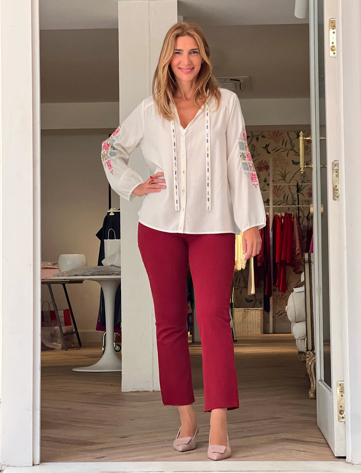 Jeans flare burgundy