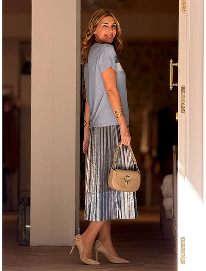 Falda de tablas lurex azul