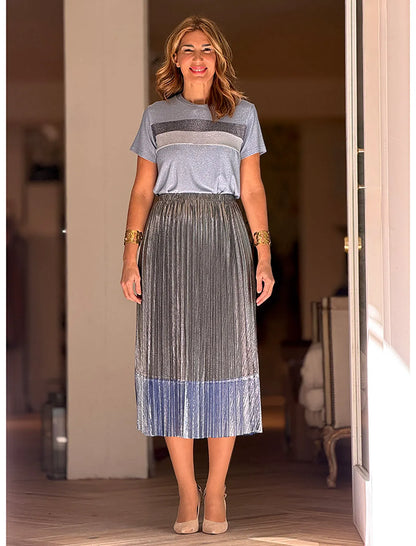 Falda de tablas lurex azul