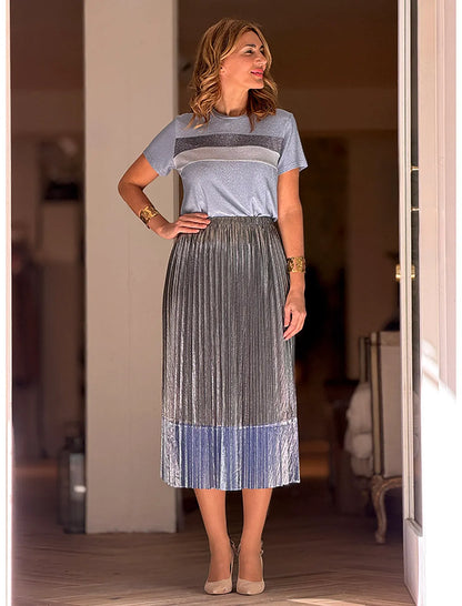 Falda de tablas lurex azul
