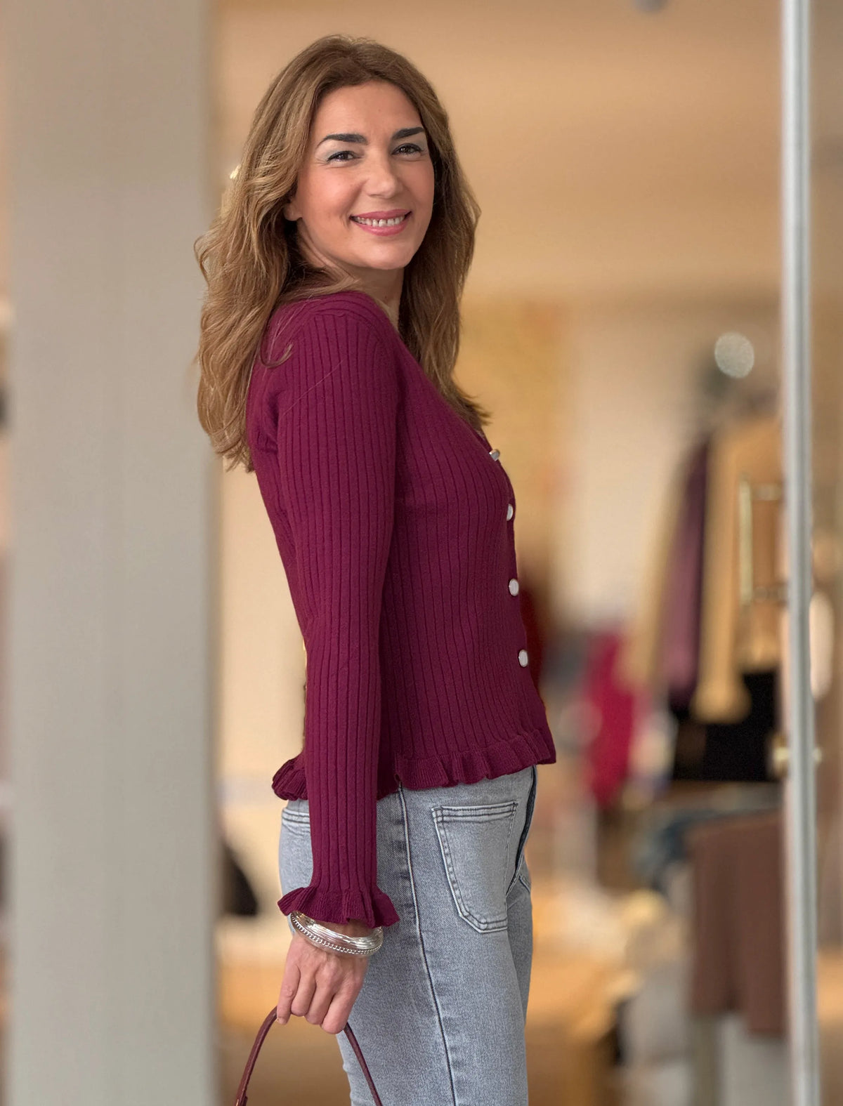 Rebeca burdeos botones chic