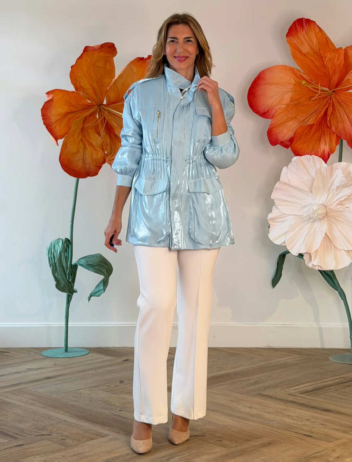 Chaqueta Sahariana celeste chic