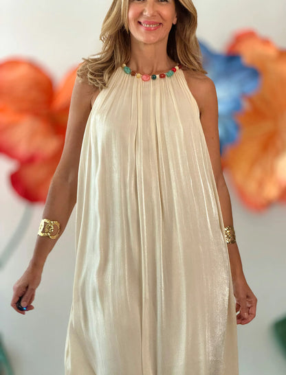 Vestido largo beige Atenas