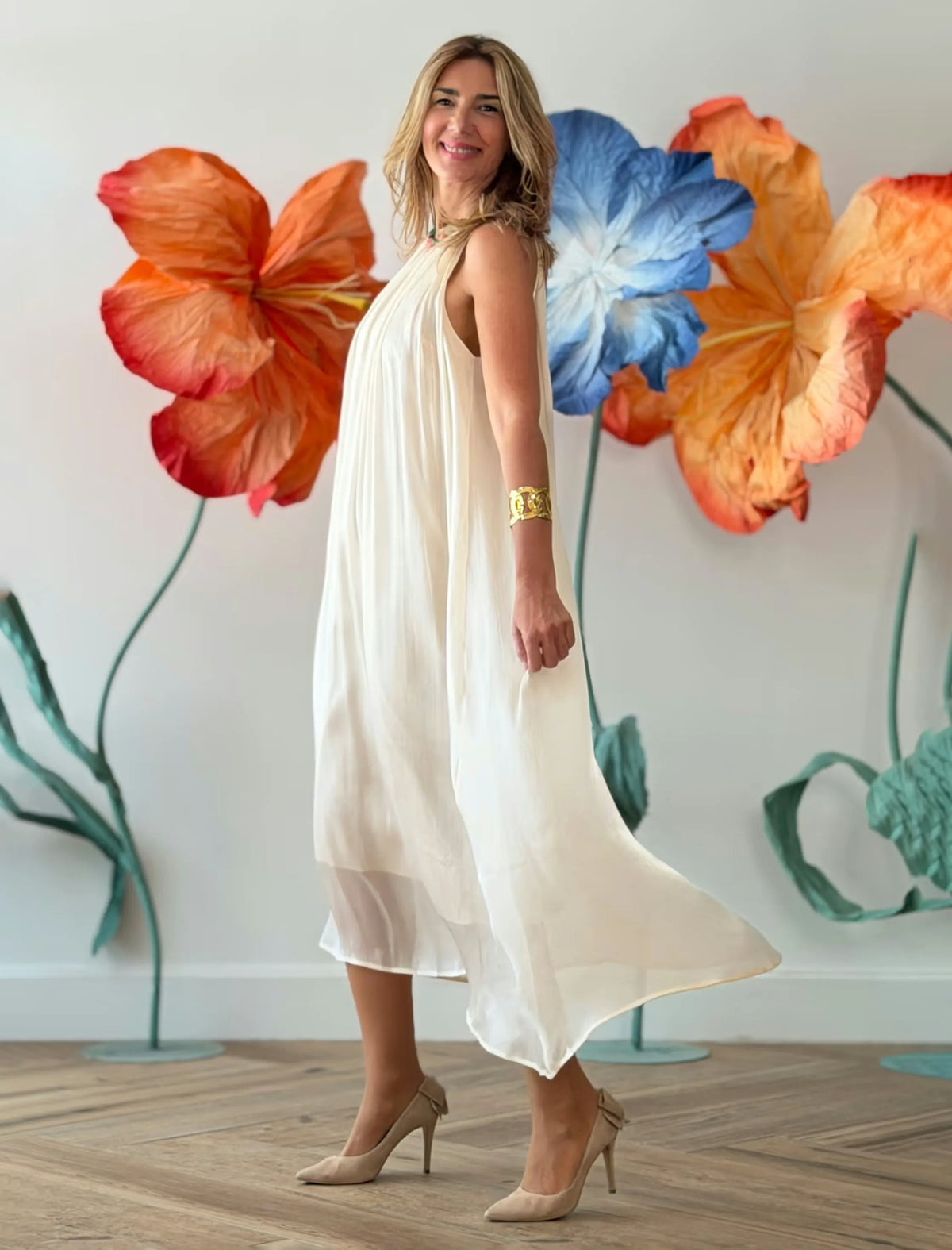 Vestido largo beige Atenas