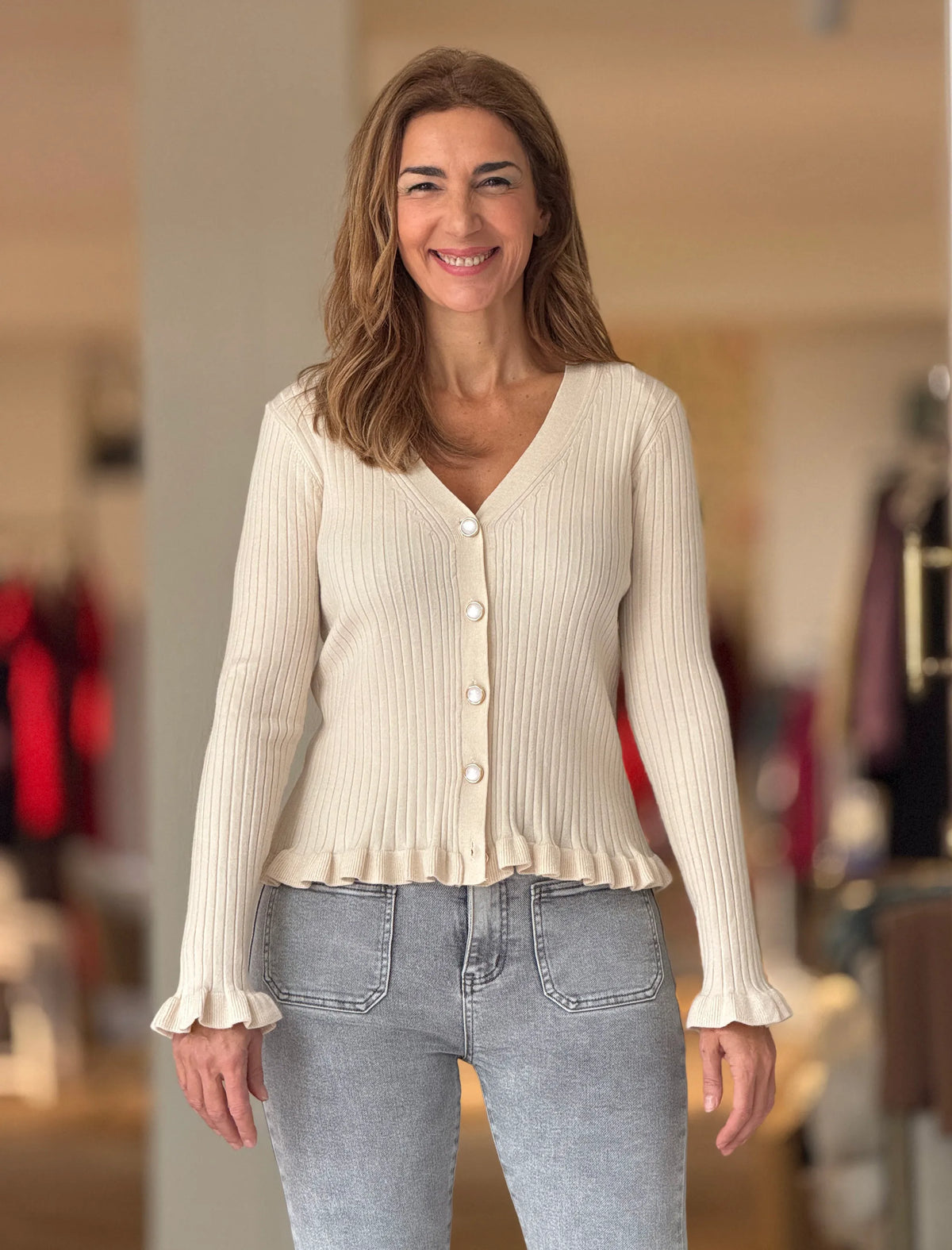 Rebeca beig botones chic
