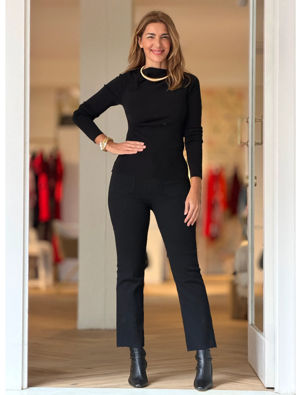 Jersey negro pliegues chic