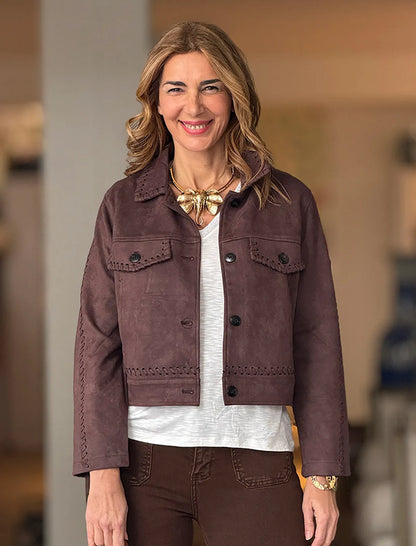 Chaqueta corta ideal de mujer marrón chocolate