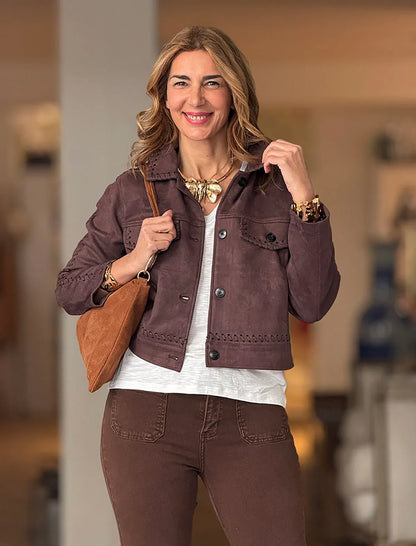 Chaqueta corta ideal de mujer marrón chocolate
