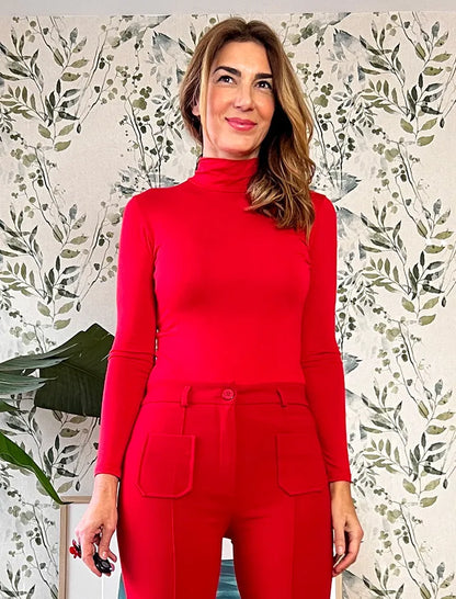 Camiseta de viscosa suave roja